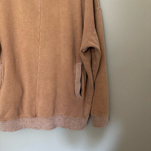 FREE PEOPLE Too Easy Tunic Sweatshirt Terracotta Size XS long sleeve funnel neck - Picture 3 of 8